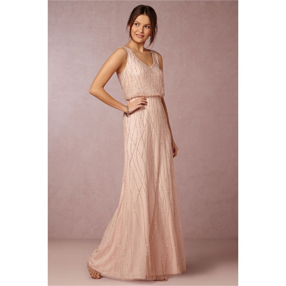 ANTHROPOLOGIE BHLDN BLUSH DRESS ADRIANNA PAPELL